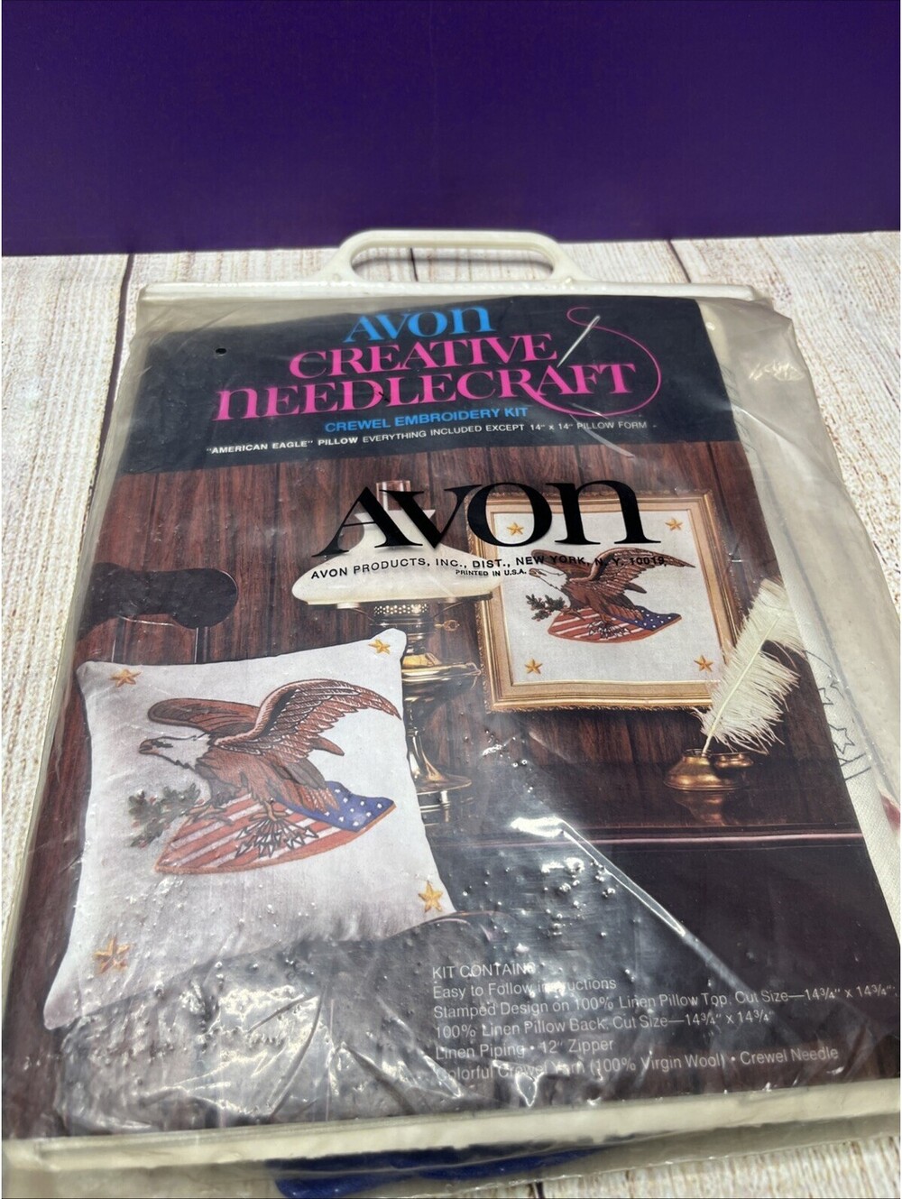 NEW Vintage Avon  Eagle Pillow Creative Needlecraft Crewel Embroidery Kits